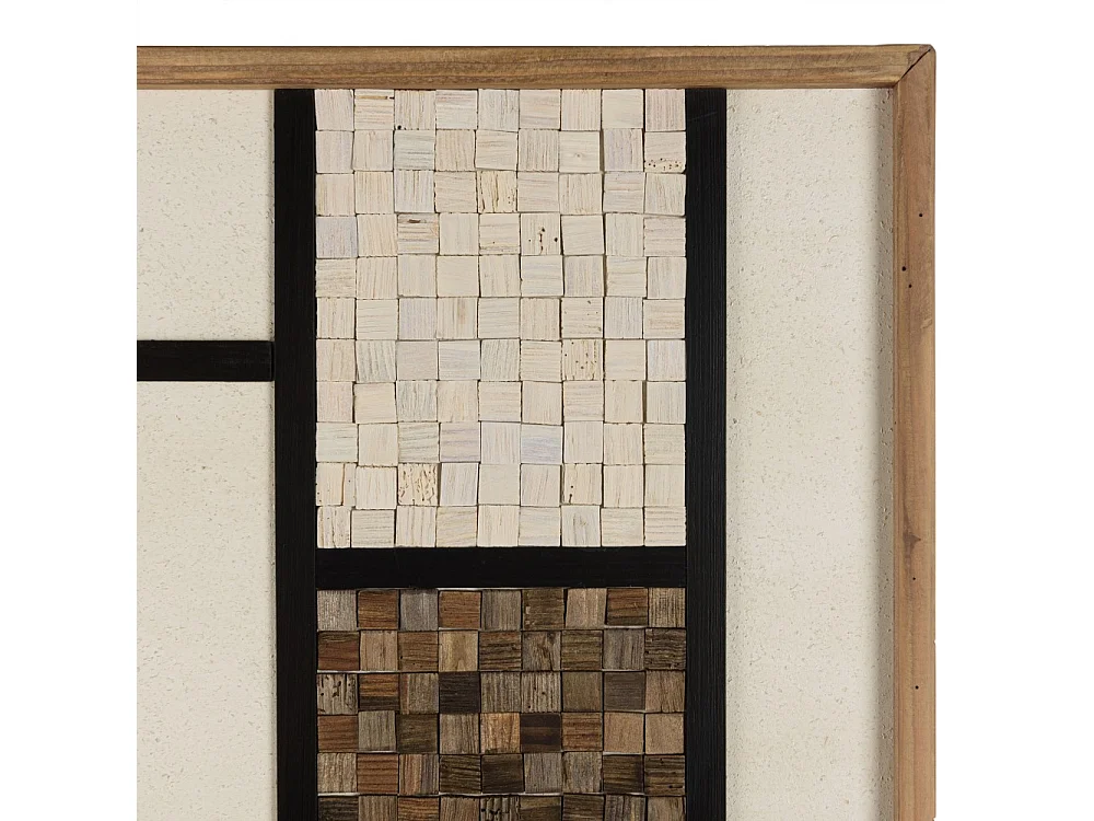 SANDY - Décoration murale 82x82cm mosaïque tricolore bois Pin recyclé