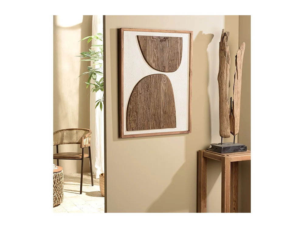 SANDY - Décoration murale 62x82cm bois de Pin recyclé sur fond blanc