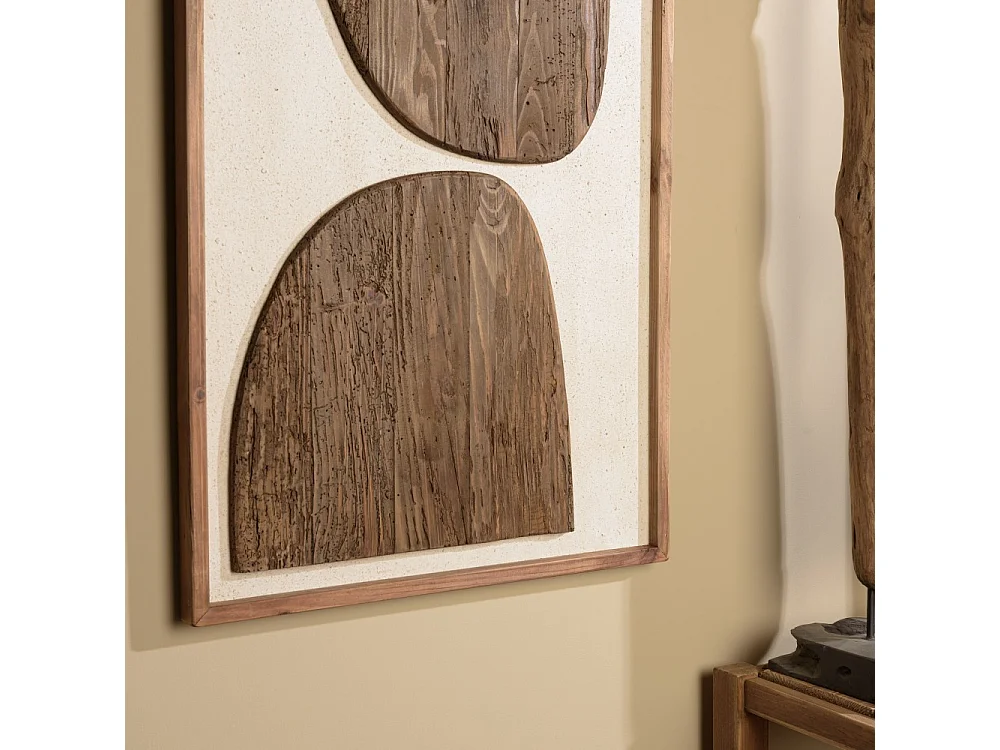 SANDY - Décoration murale 62x82cm bois de Pin recyclé sur fond blanc