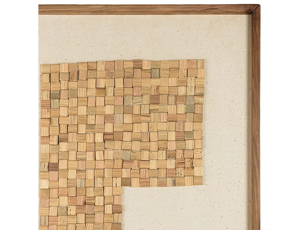 SANDY - Décoration murale bois Pin recyclé mosaïque beige/noire