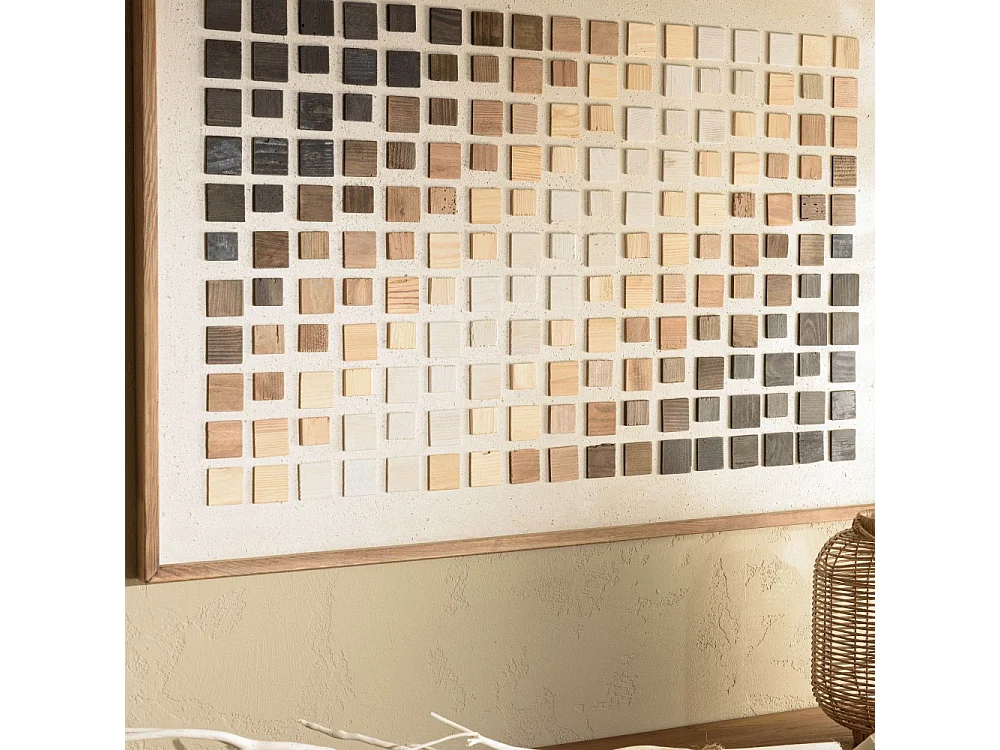 SANDY - Décoration murale 82x122cm mosaïque bois de Pin recyclé