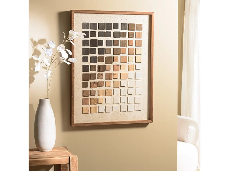 SANDY - Décoration murale 62x82cm mosaïque en bois de Pin recyclé
