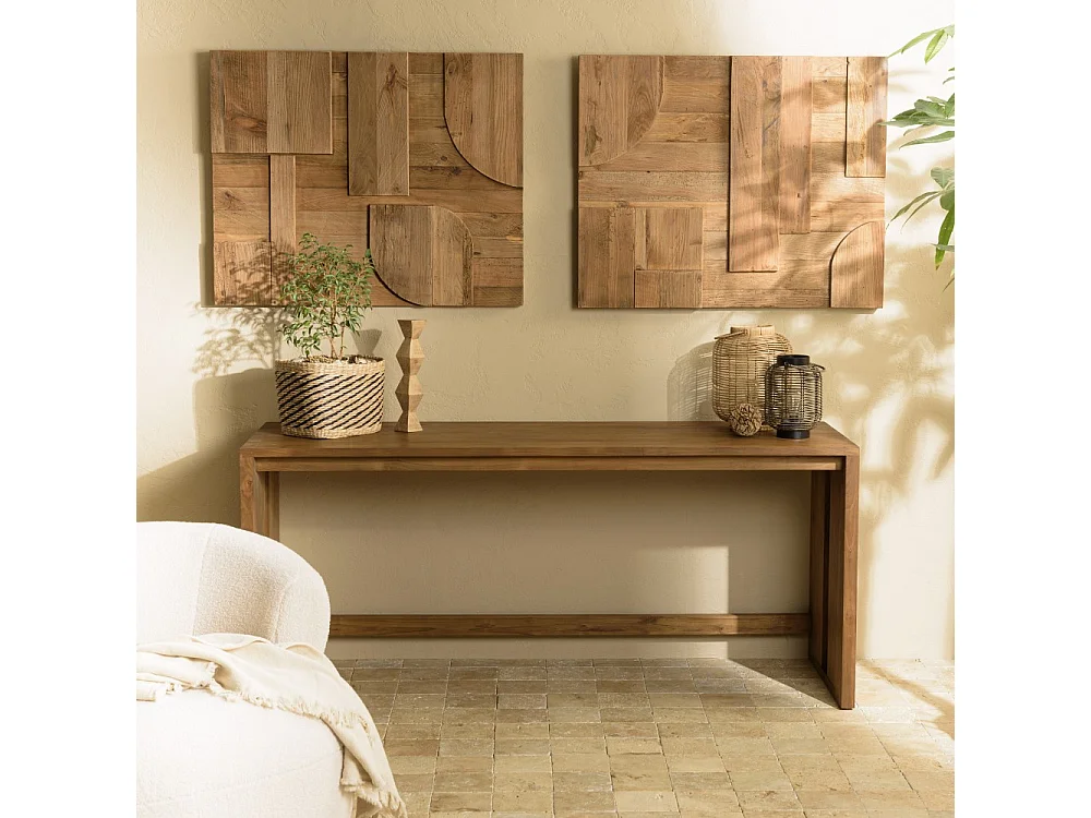 SANDY - Décoration murale - 98x80cm formes en bois de Pin recyclé