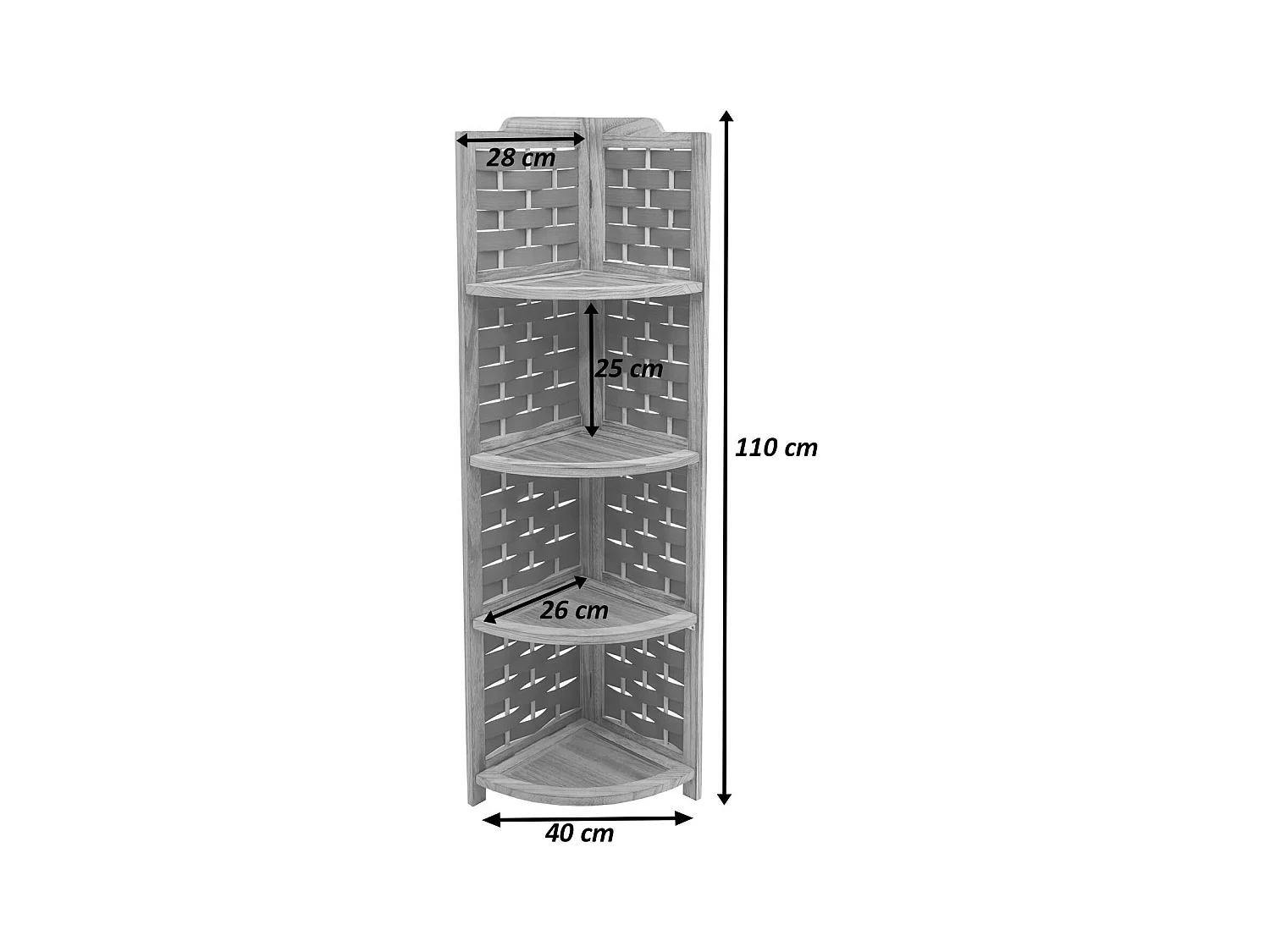 Étagère d'angle MCW-K85,  blanc, tressage anthracite