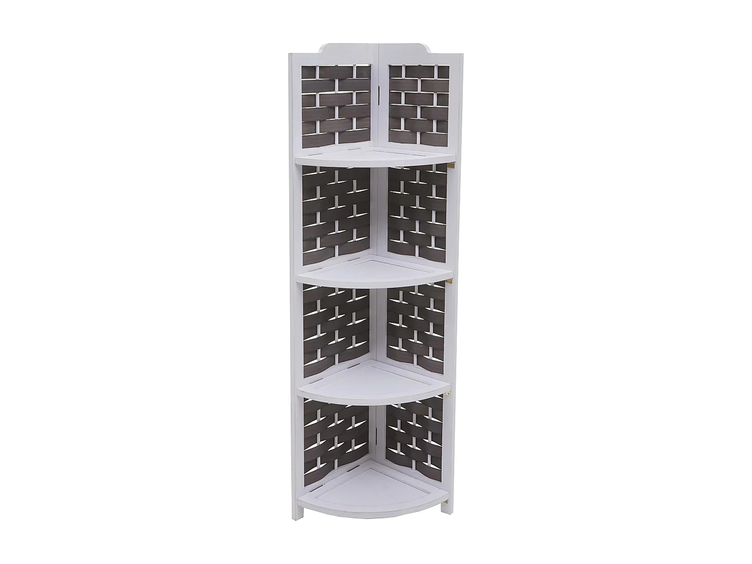 Étagère d'angle MCW-K85,  blanc, tressage anthracite