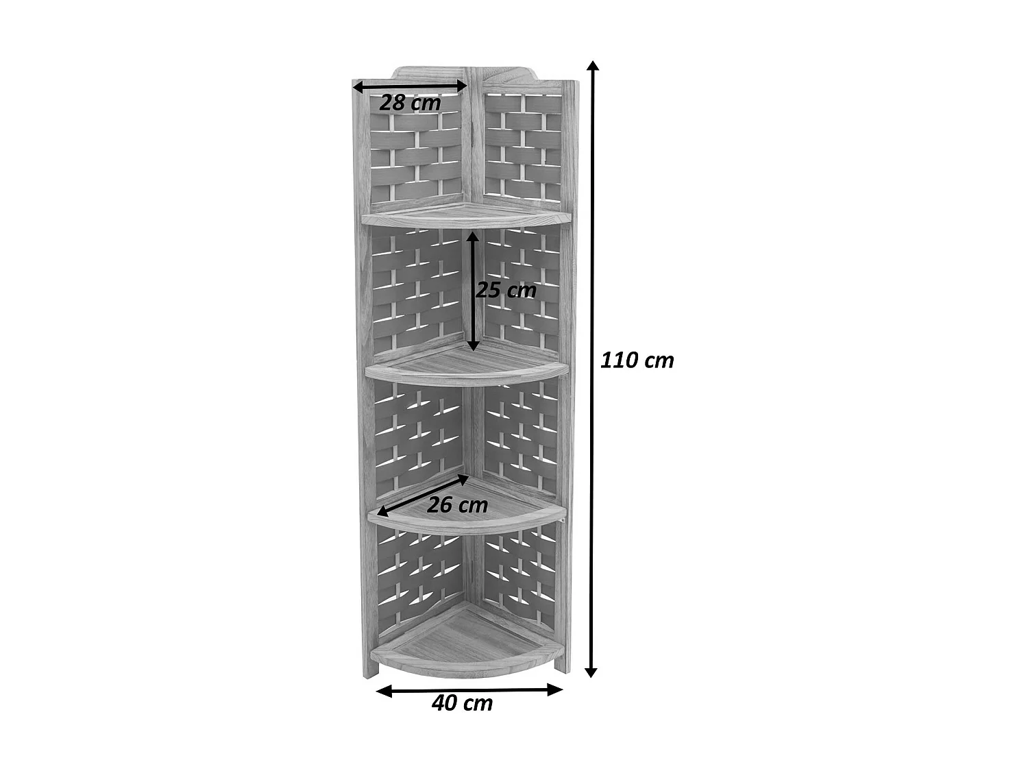Étagère d'angle MCW-K85,  blanc, tressage anthracite