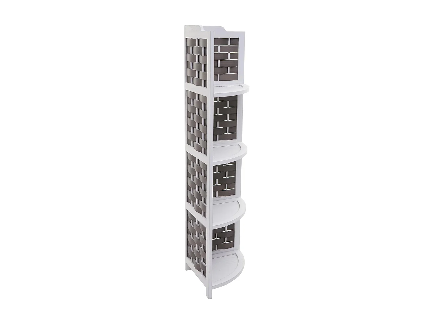 Étagère d'angle MCW-K85,  blanc, tressage anthracite