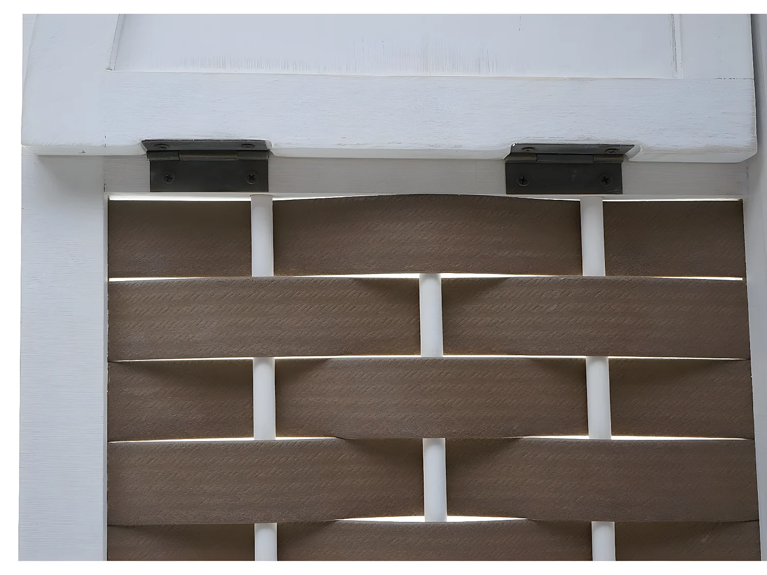 Hoekplank MCW-K85,  wit, vlechtwerk bruin