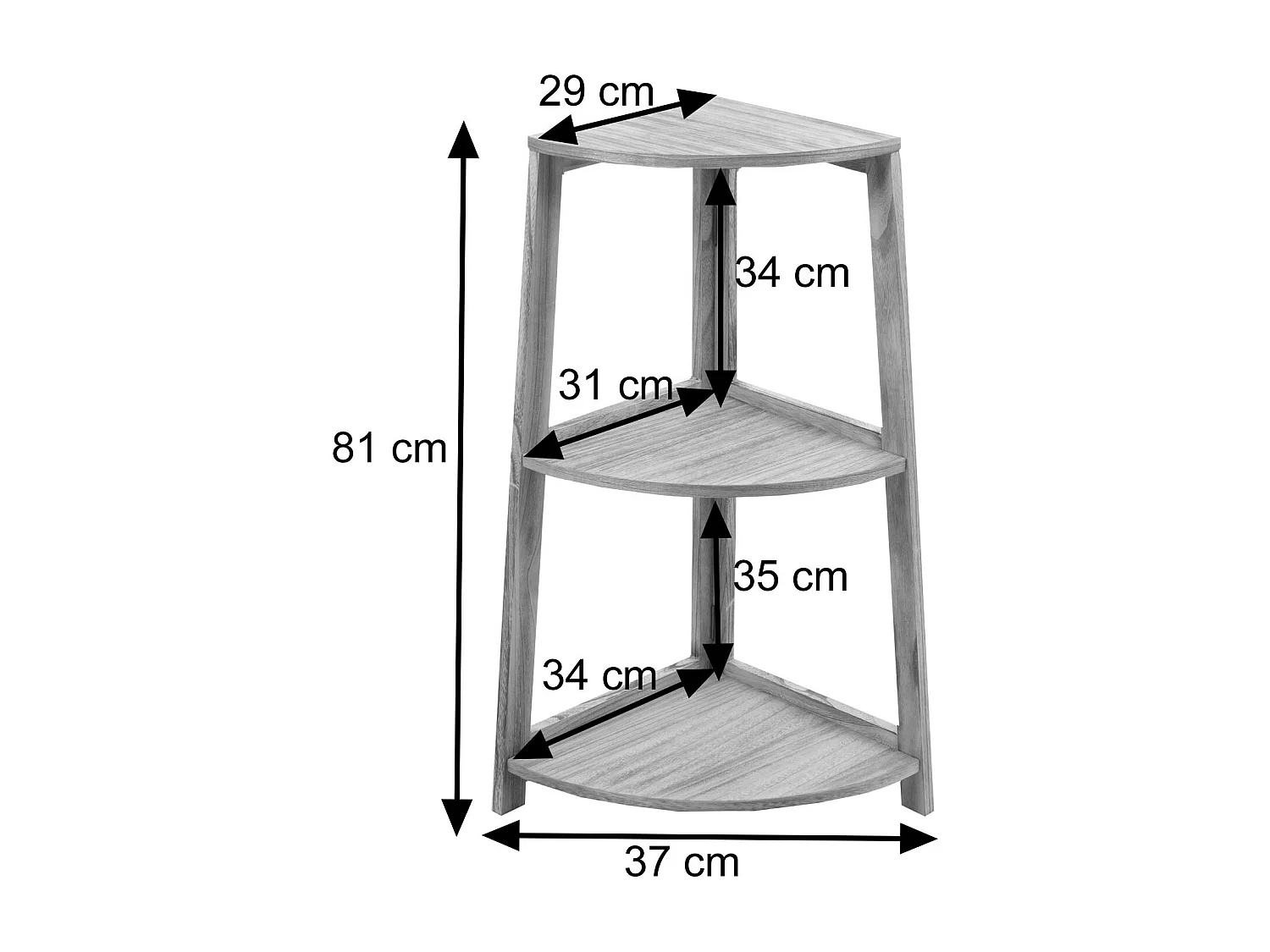 Étagère d'angle MCW-K44,  brun naturel