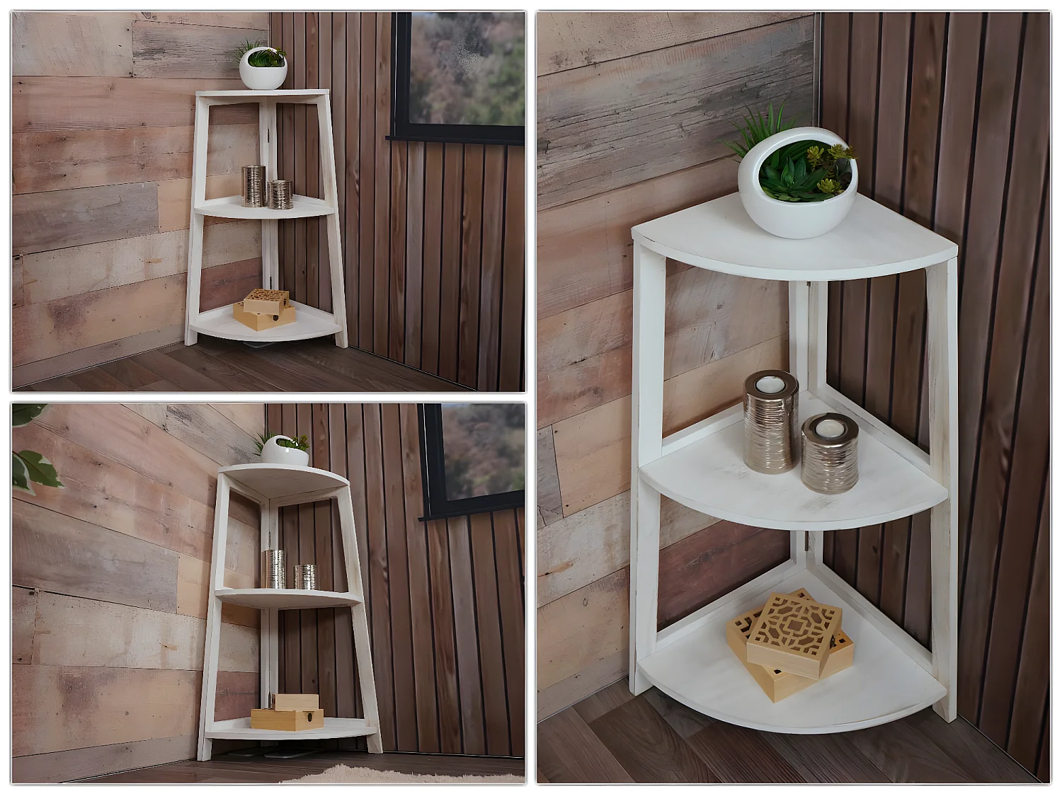 Étagère d'angle MCW-K44,  blanc shabby