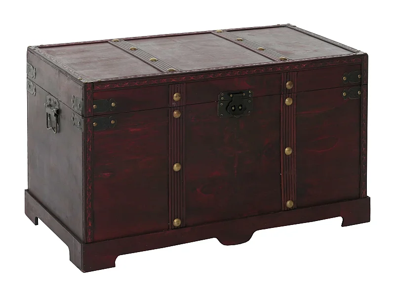 Baule forziere Valencia decorativo legno bordi quadrati 38x67x39cm versione XL