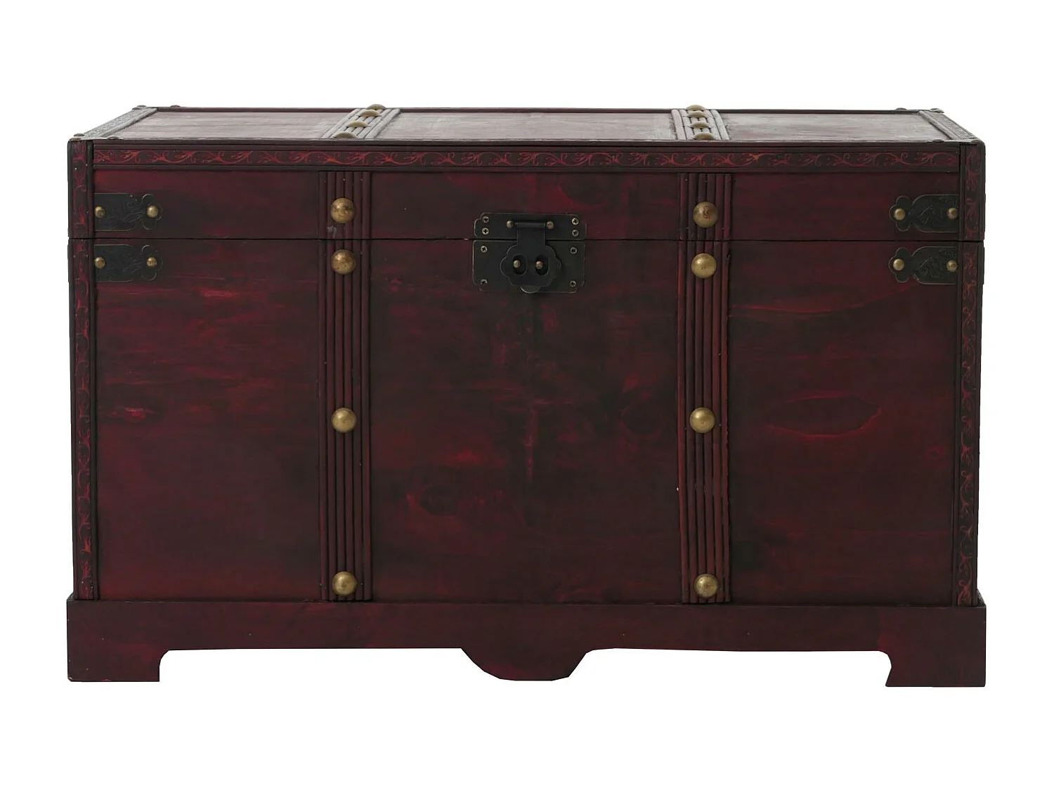 Houten kist Antibes antiek look rond,  hoekig