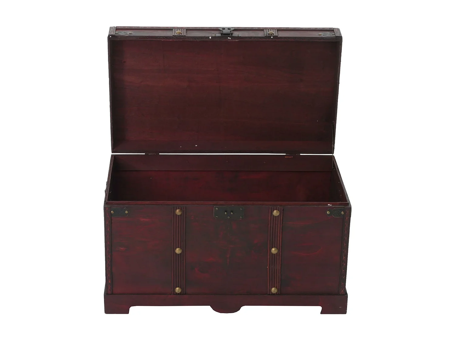 Houten kist Antibes antiek look rond,  hoekig