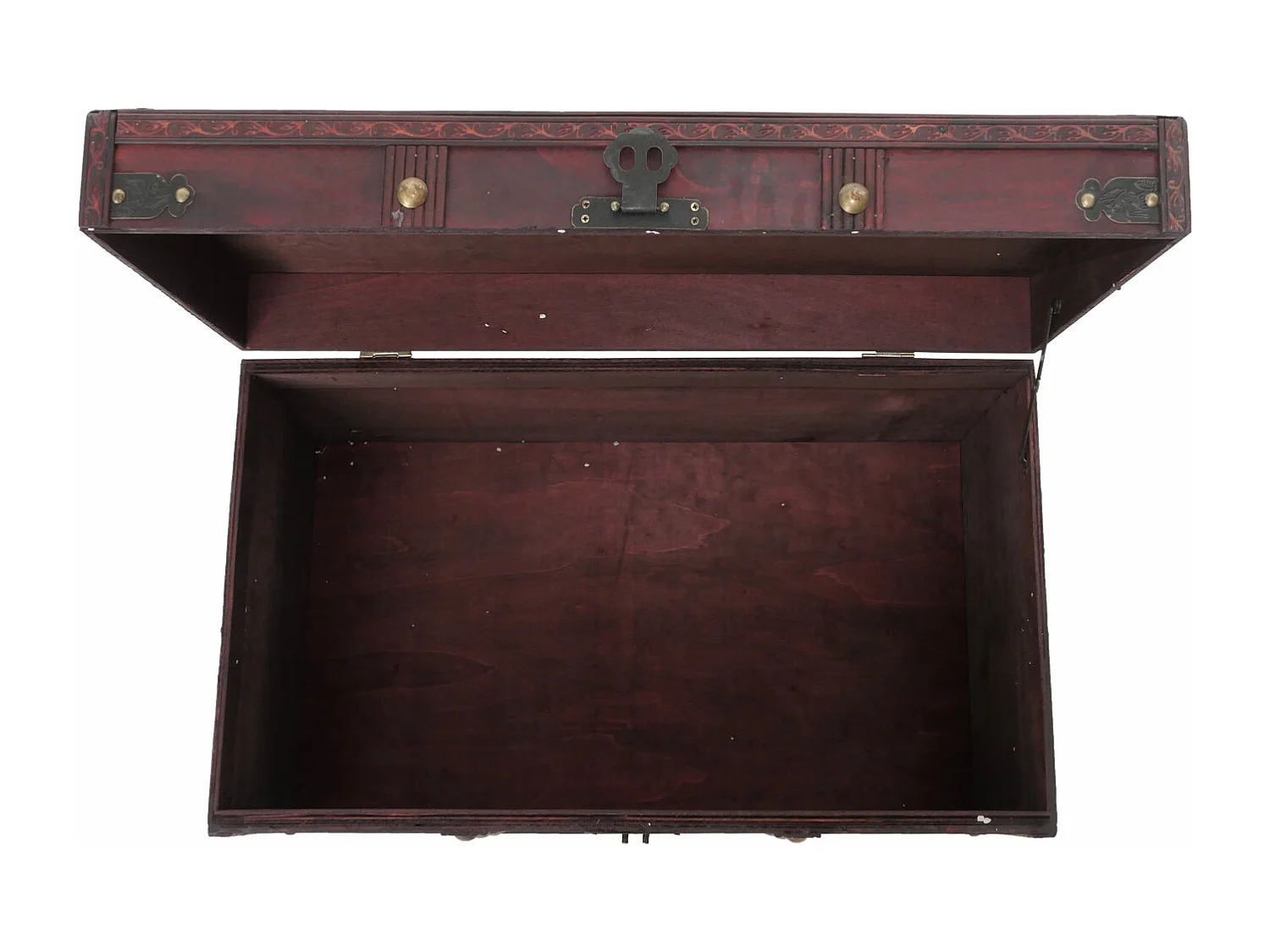 Houten kist Antibes antiek look rond,  hoekig