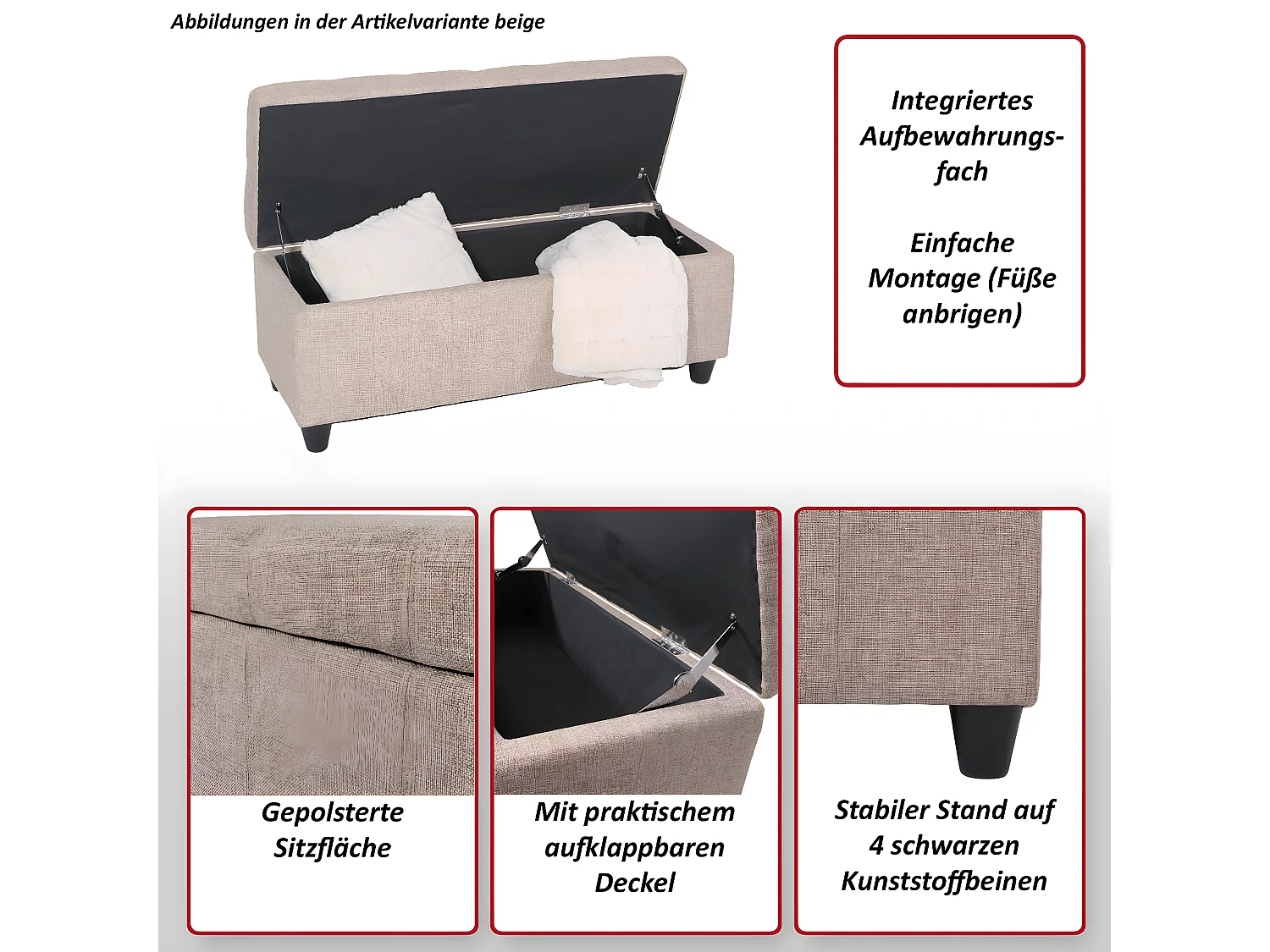 Coffre de rangement Kriens,  gris foncé