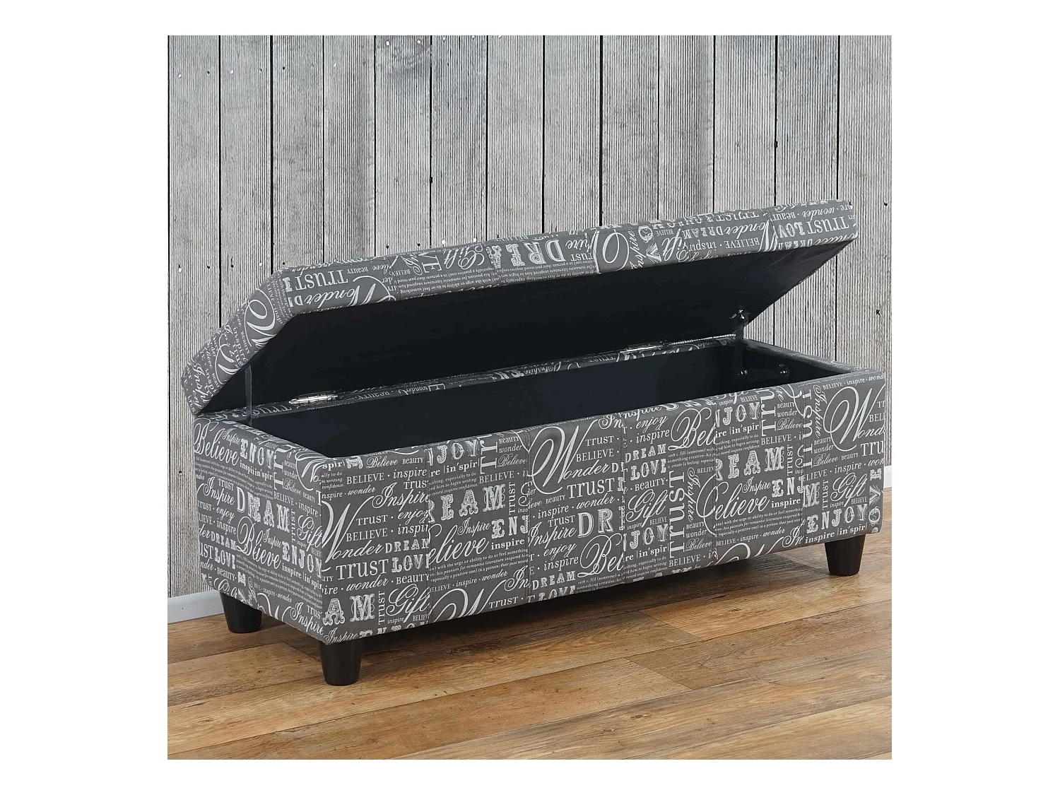 Coffre de rangement Kriens,  gris words fabric