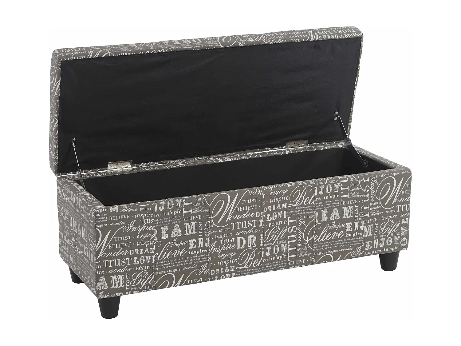 Skrzynia do przechowywania Kriens,  napis, szary