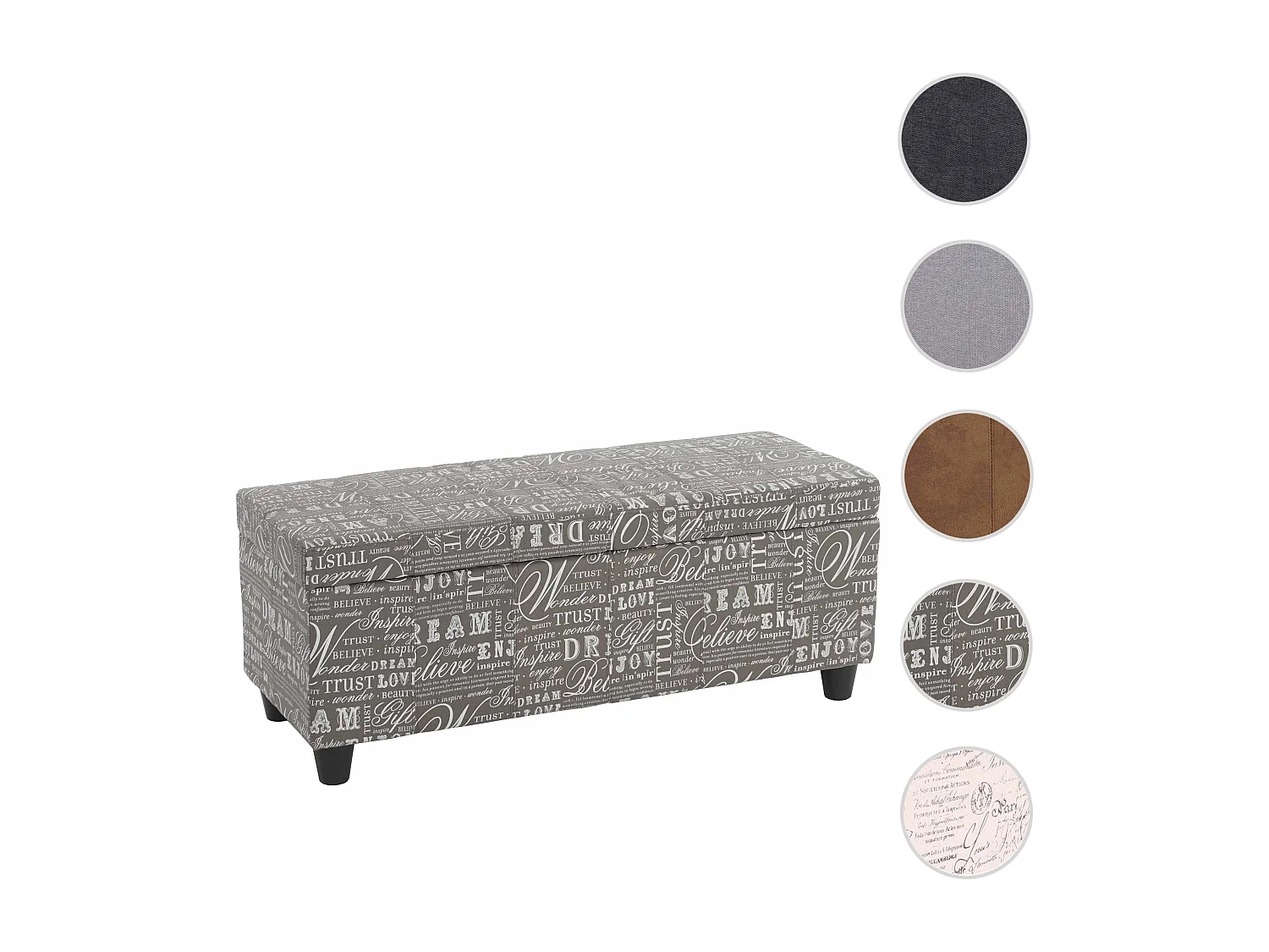 Skrzynia do przechowywania Kriens,  napis, szary