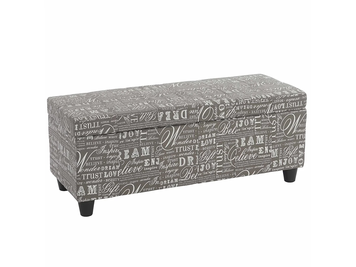 Coffre de rangement Kriens,  gris words fabric