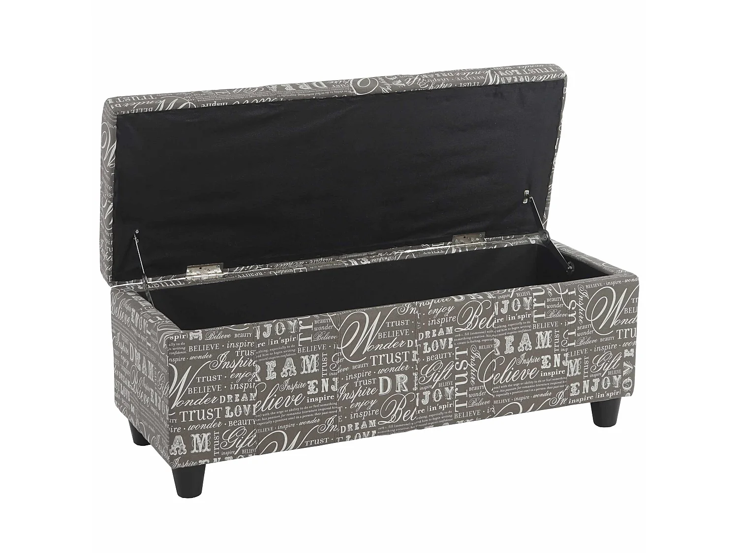 Coffre de rangement Kriens,  gris words fabric