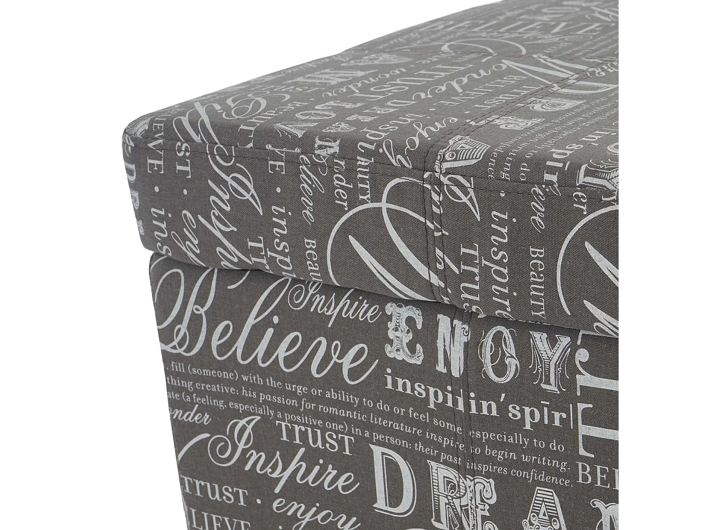 Coffre de rangement Kriens,  gris words fabric
