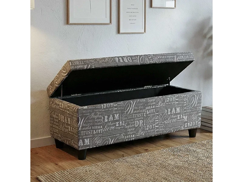 Skrzynia do przechowywania Kriens,  napis, szary