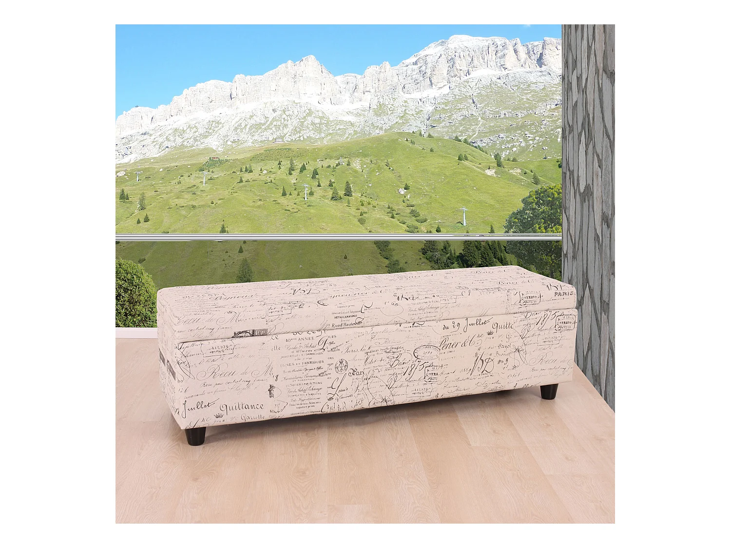 Coffre de rangement Kriens,  crème / jacquard noir