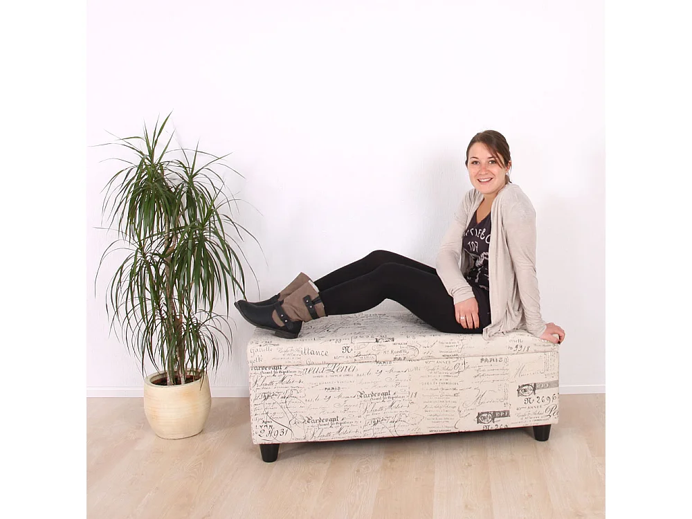 Coffre de rangement Kriens,  crème / jacquard noir