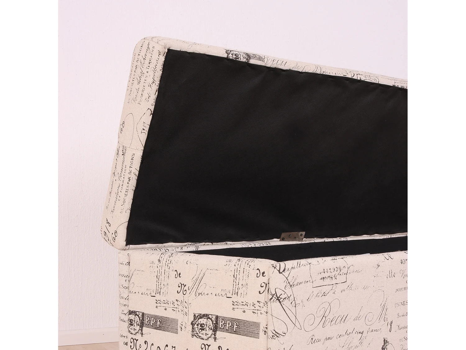 Coffre de rangement Kriens,  crème / jacquard noir