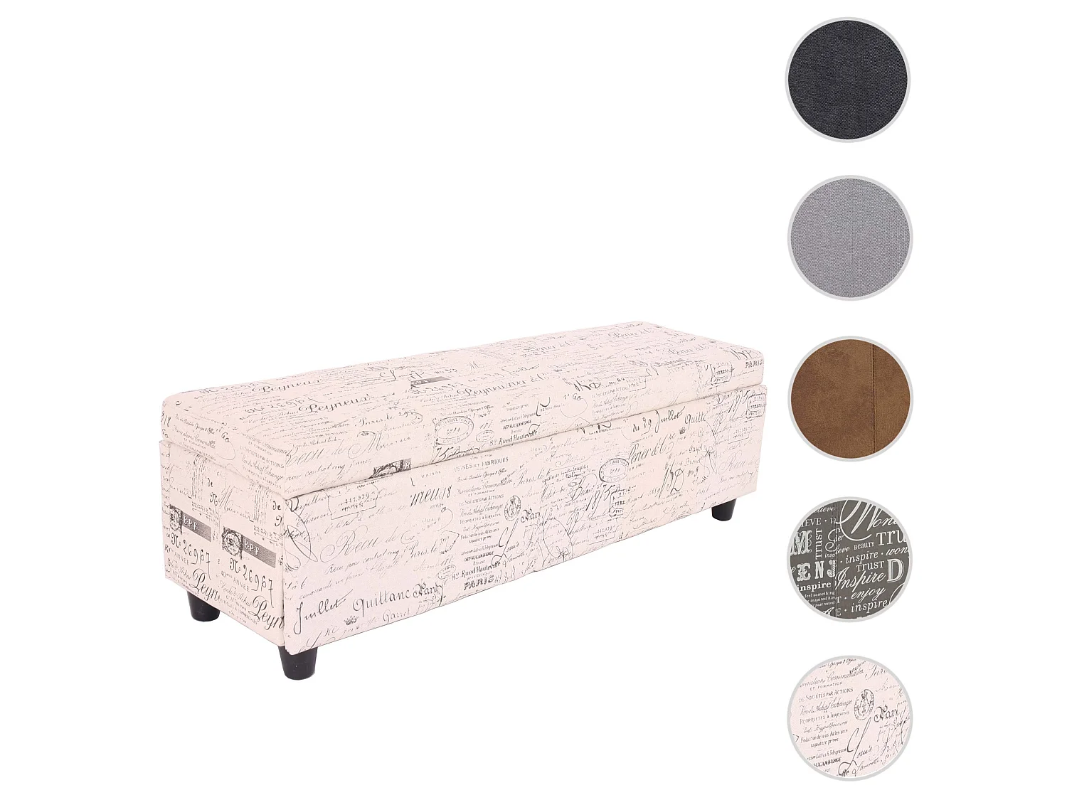 Coffre de rangement Kriens,  crème / jacquard noir