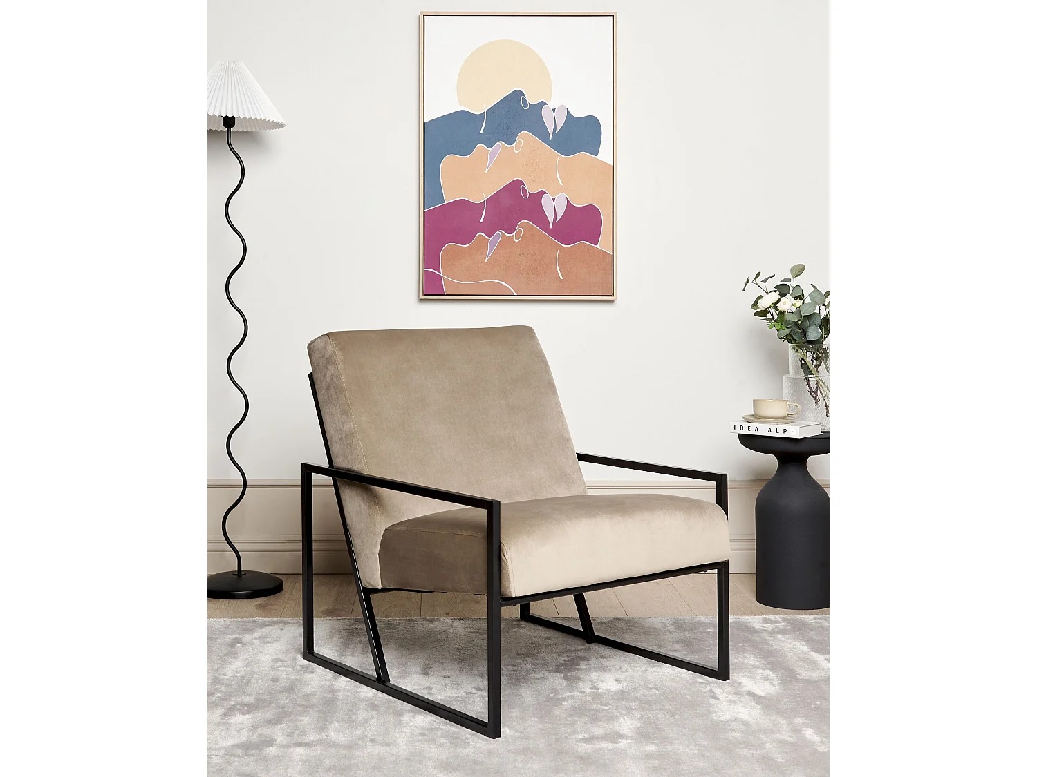 Fauteuil DELARY Velours Taupe