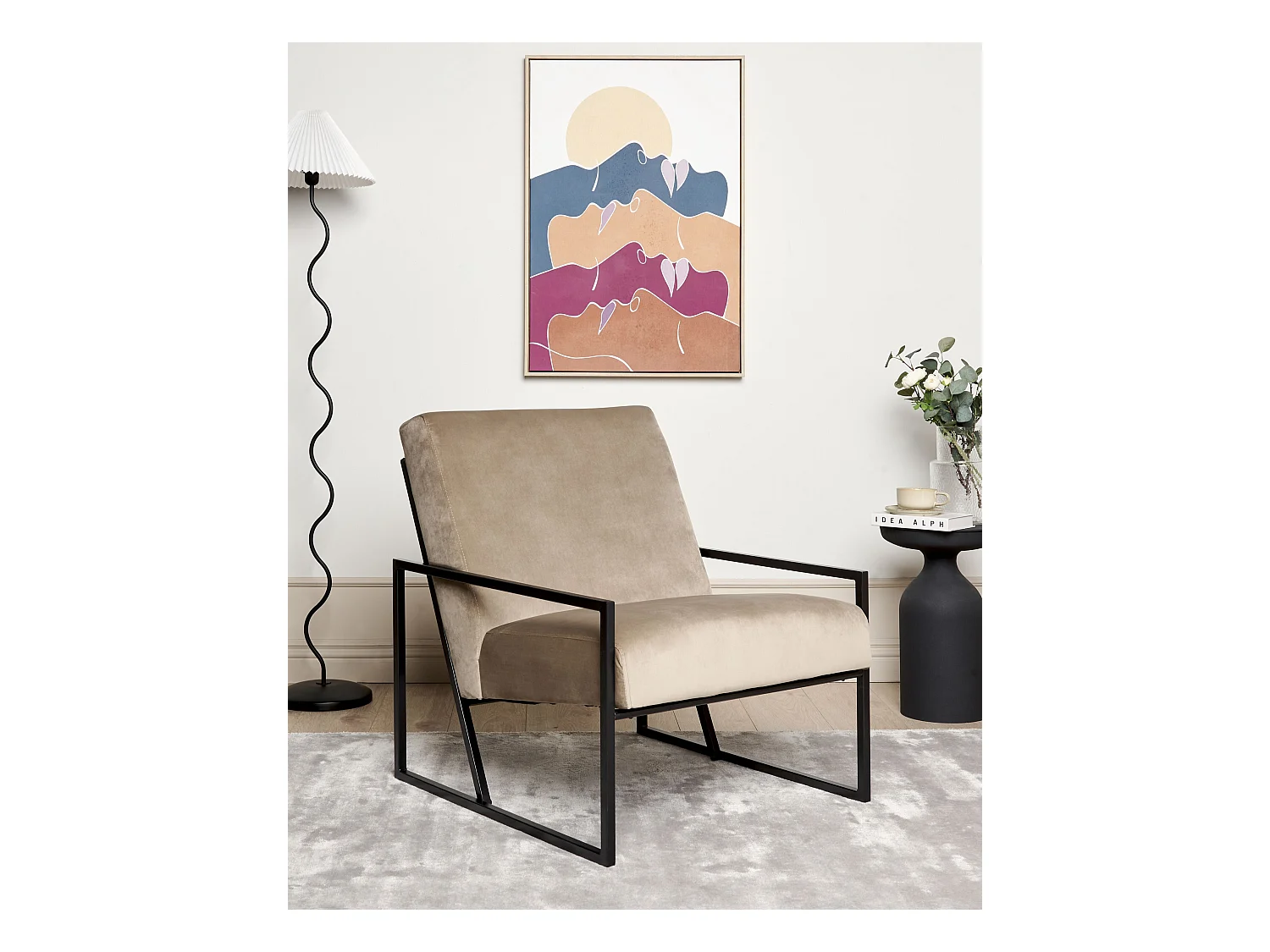 Fauteuil DELARY Velours Taupe
