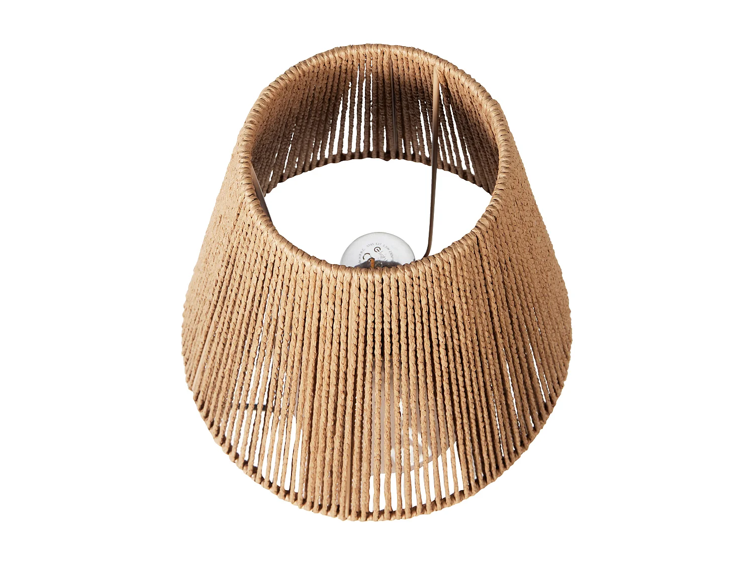 Tischlampe Keramik beige Vasenform mit Schirm Kegelform Papiergeflecht Larissos