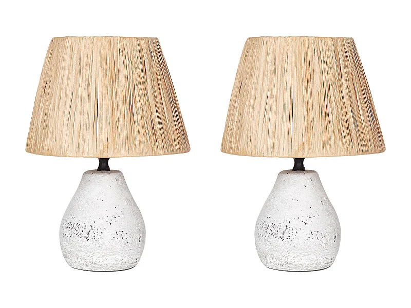 Lot de 2 lampes de bureau ARWADITO Céramique Blanc cassé