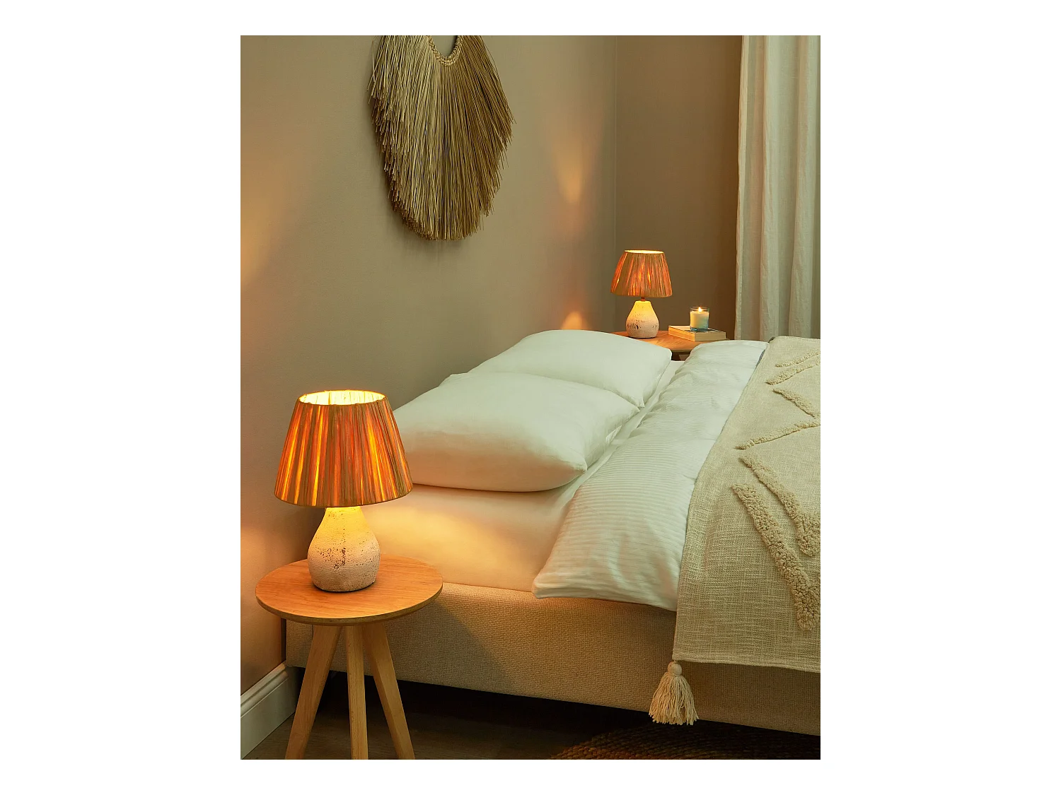 Lot de 2 lampes de bureau ARWADITO Céramique Blanc cassé