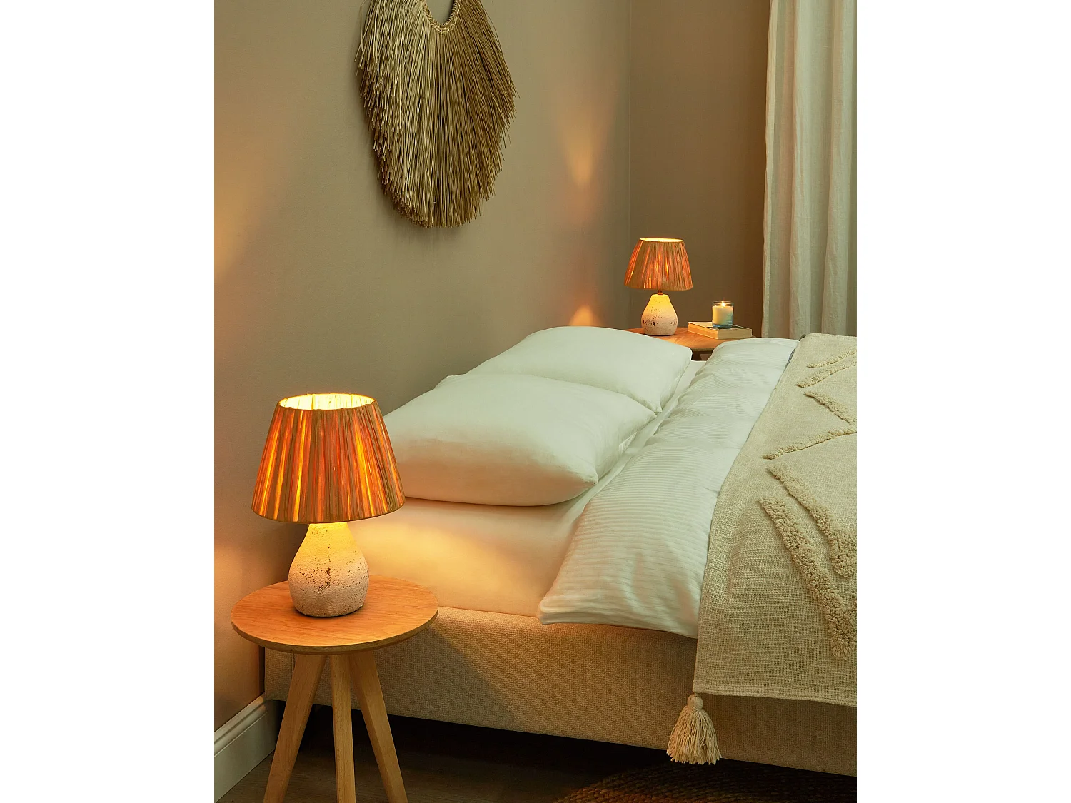 Lot de 2 lampes de bureau ARWADITO Céramique Blanc cassé