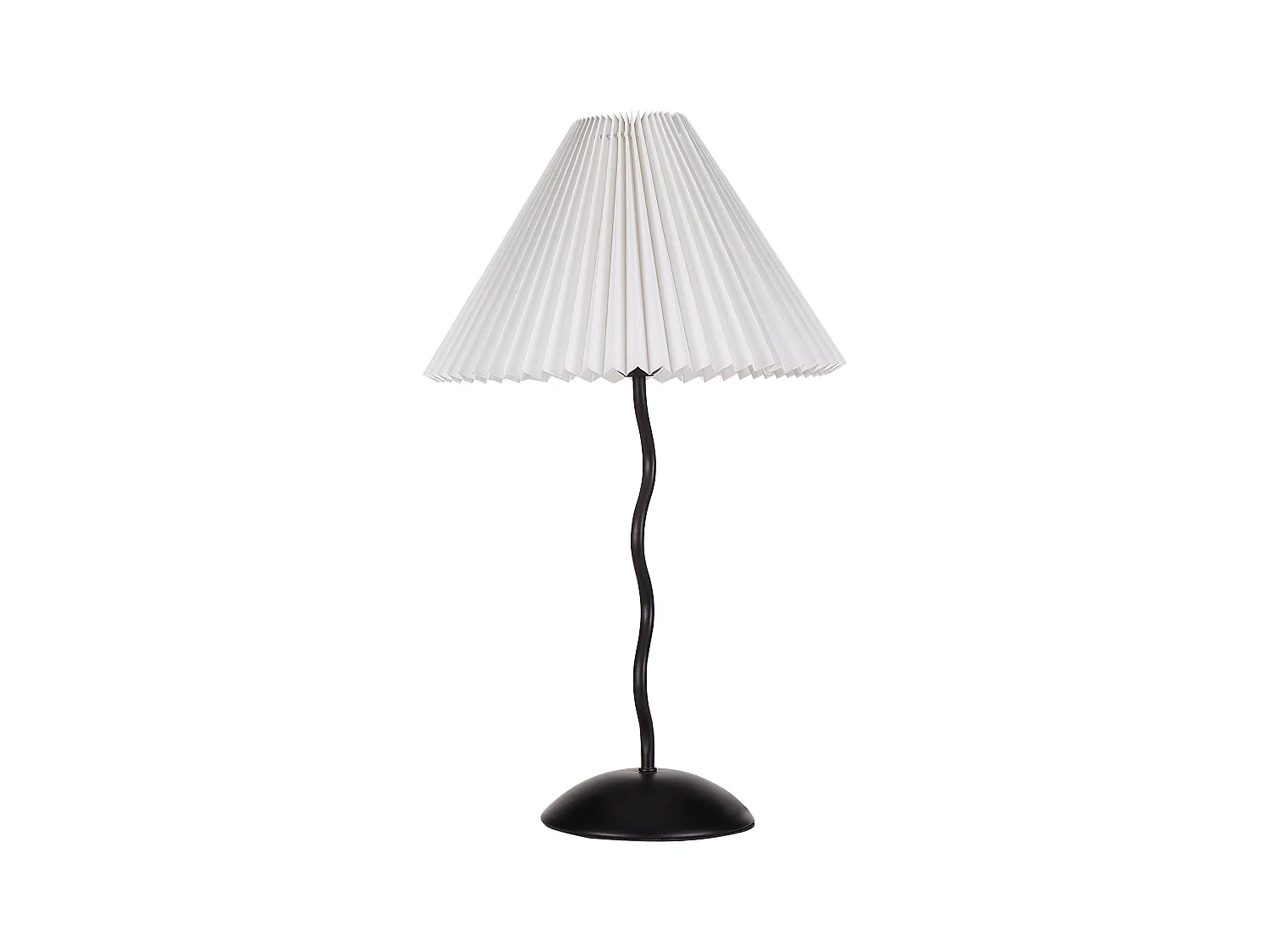 Tischlampe schwarz Metallfuß gewellt Plisseeschirm Stoffschirm Kegelform Jikawo