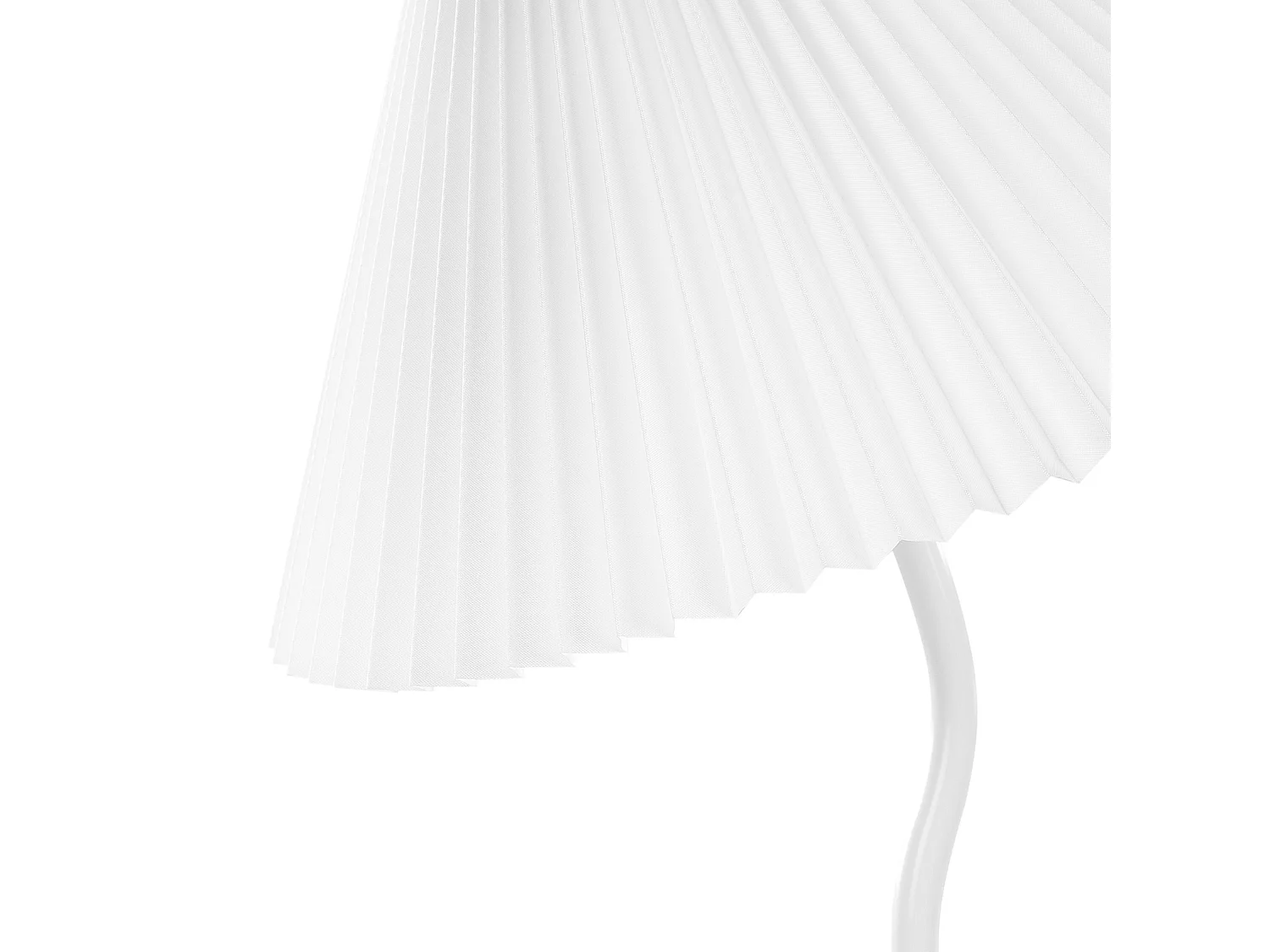 Tischlampe weiß Metallfuß gewellt Plisseeschirm Stoffschirm Kegelform Alwero