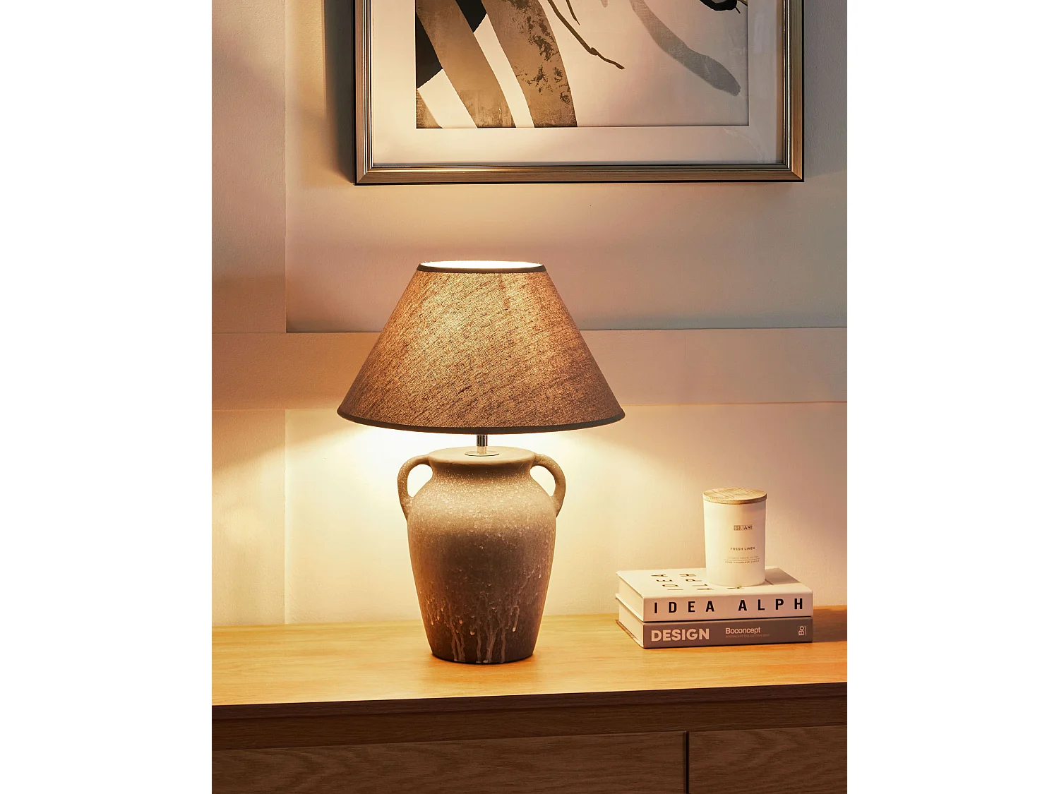 Lámpara de mesa AGEFET Cerámica Gris