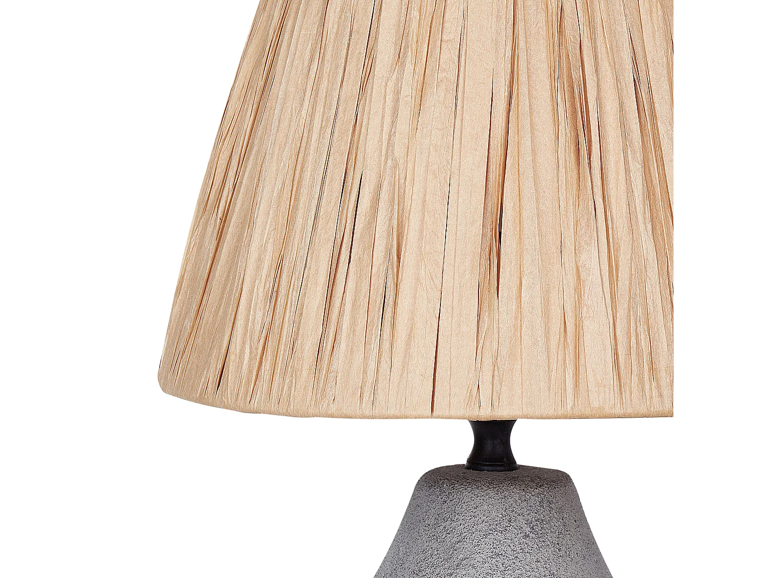 Tischlampe Keramik Vasenfuß grau Schirm natürlich Kegel mit Schalter Arwadito