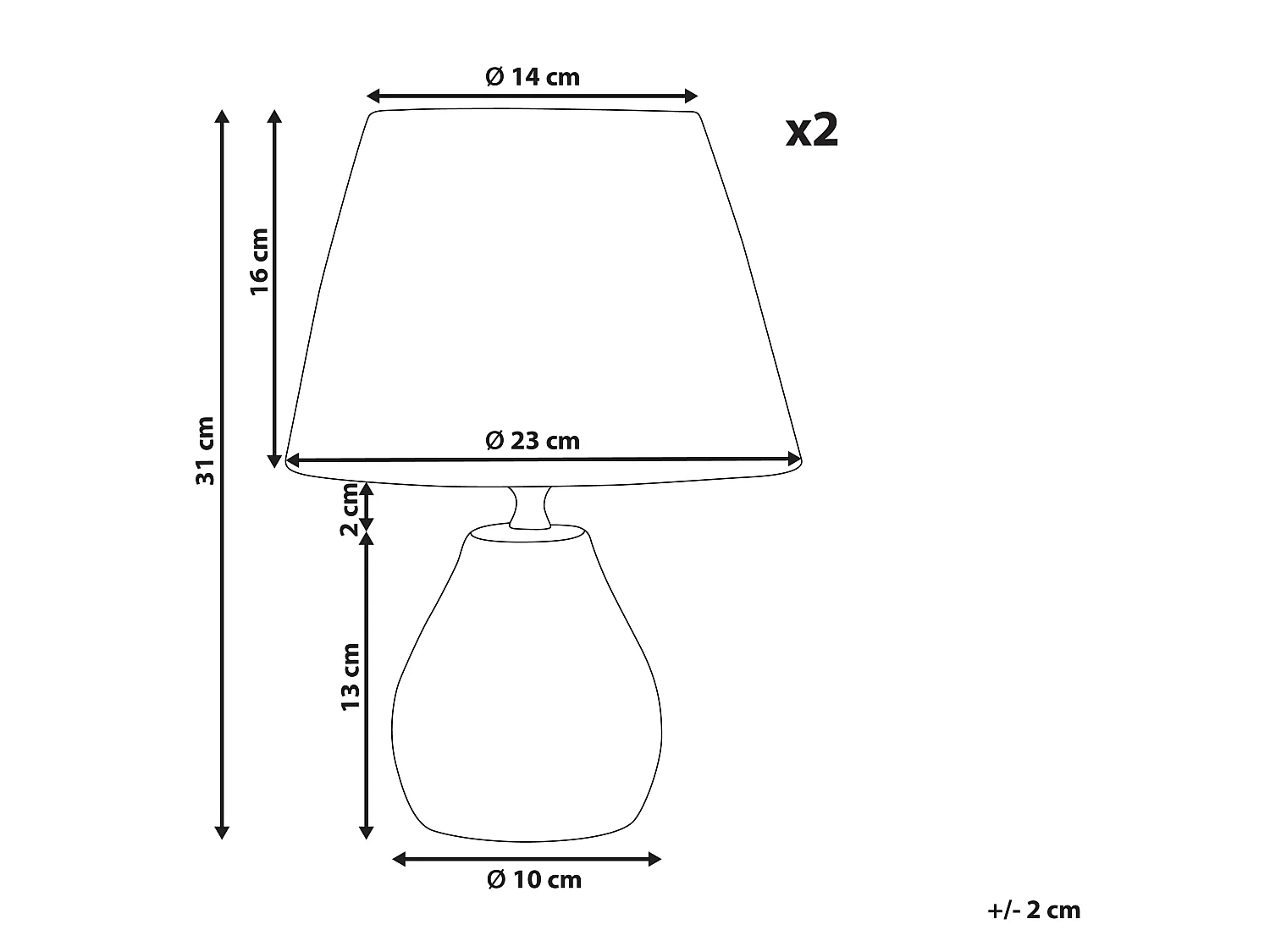 Lot de 2 lampes de bureau ARWADITO Céramique Gris