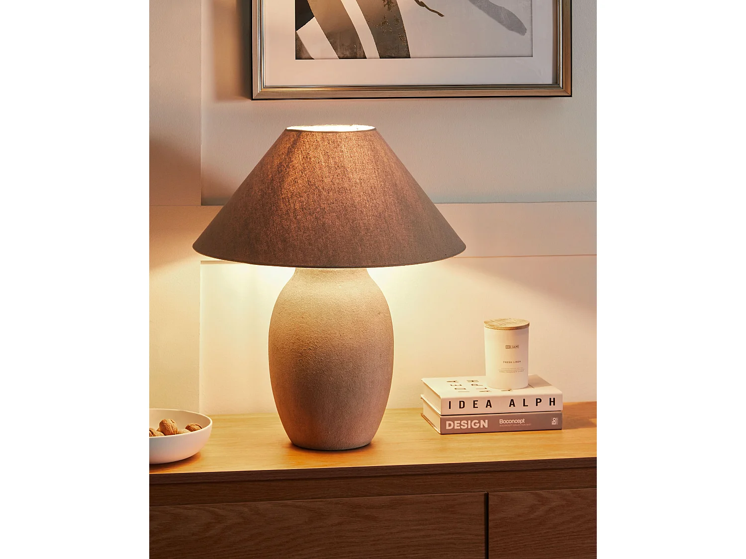 Lampada da tavolo GRALIWDO Ceramica Grigio chiaro