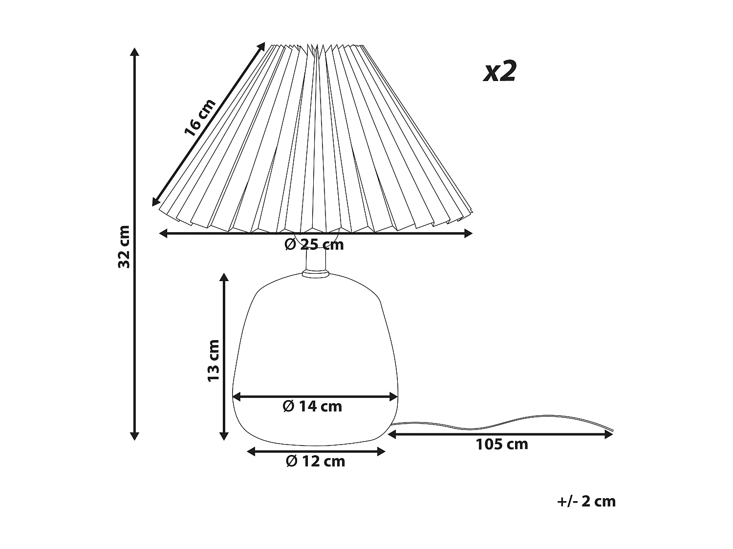 Conjunto de 2 candeeiros de mesa ZEYI Cerâmica Branco