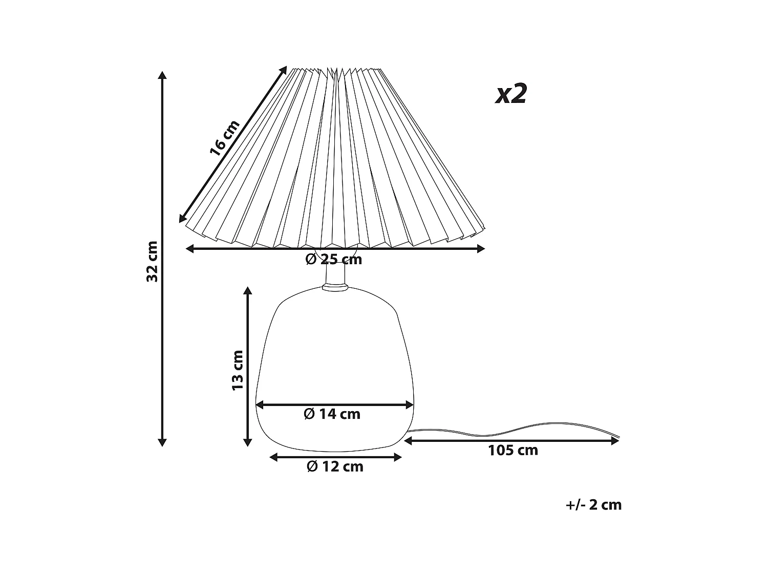 Set van 2 tafellampen ZEYI Keramiek Wit