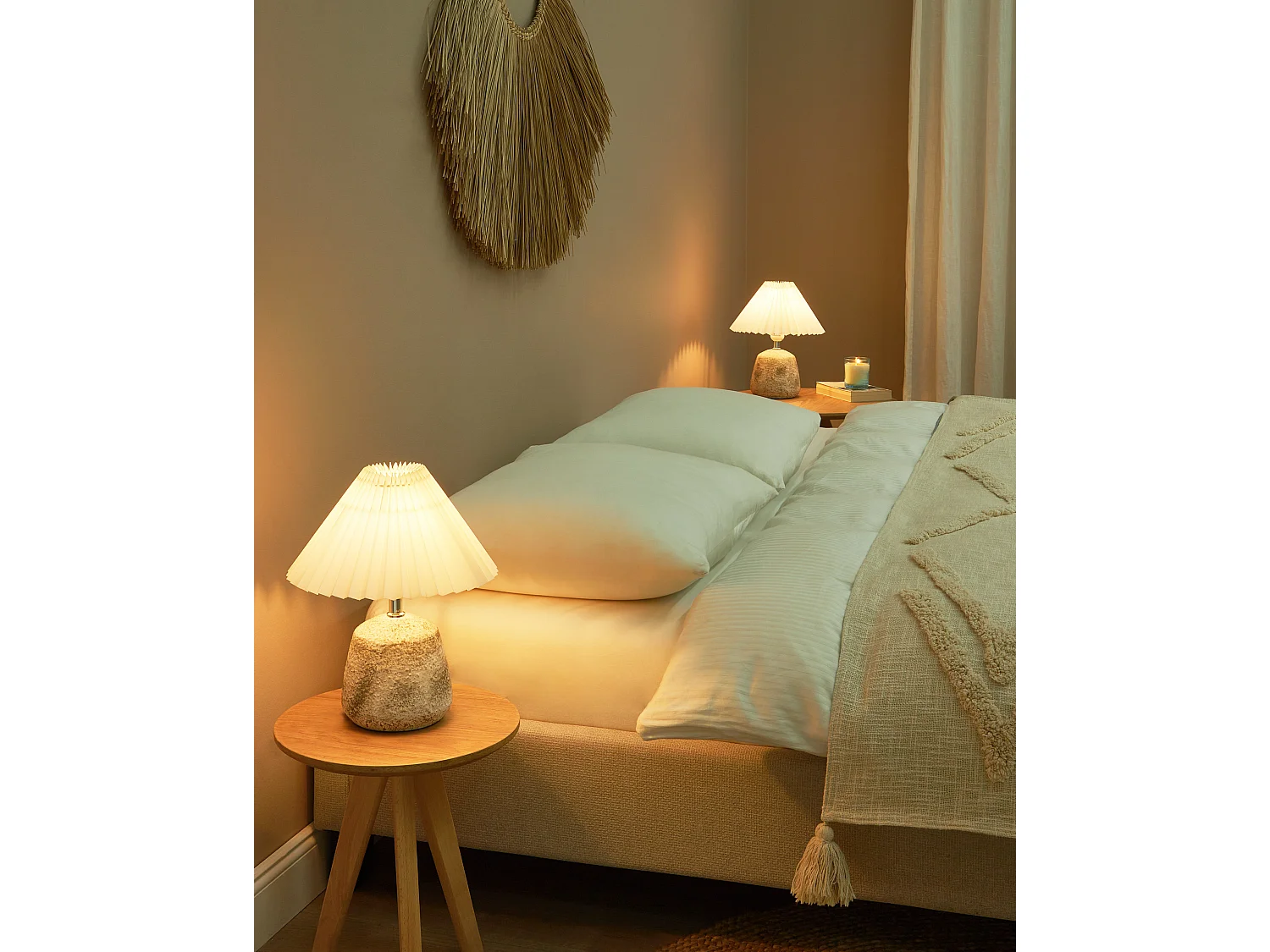 Lot de 2 lampes de bureau ZEYI Céramique Blanc
