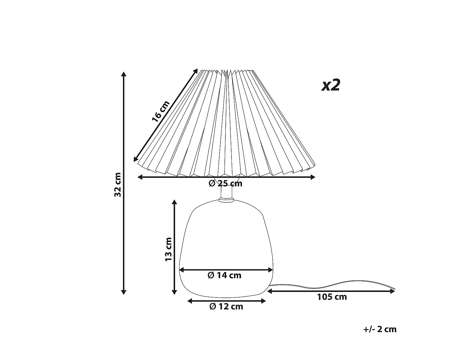 Lot de 2 lampes de bureau ZEYI Céramique Blanc