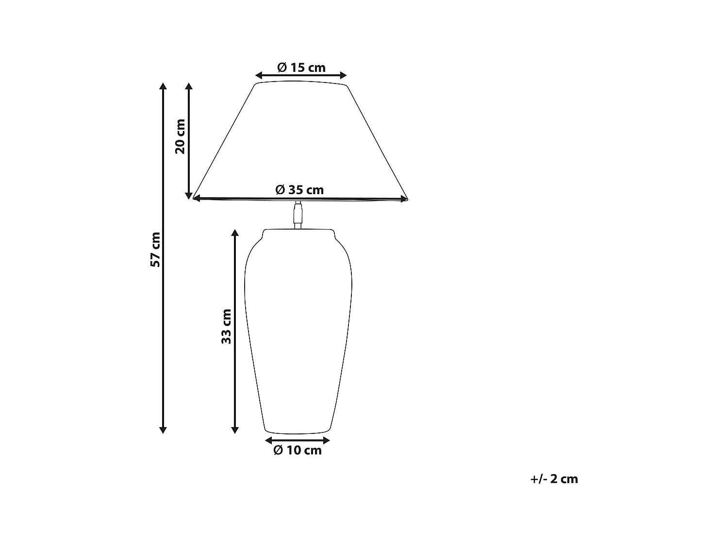 Tischlampe Keramik Vasenfuß weiß Stoffschirm Kegelform Kabel mit Schalter Amblo