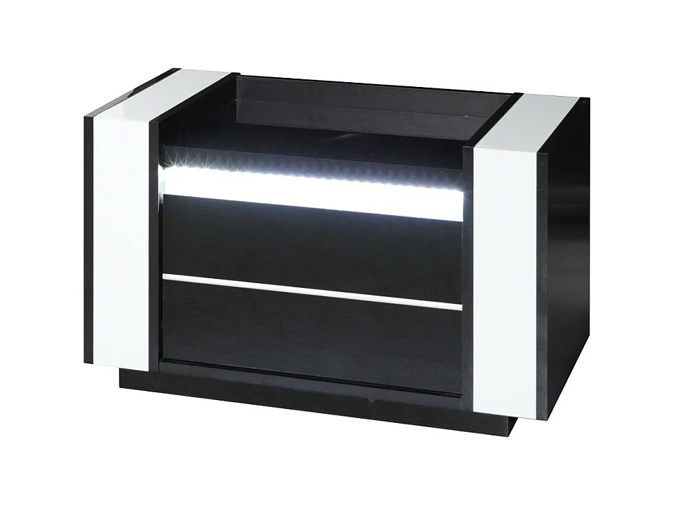 Chevet deux tiroirs LINA noir et blanc – 71 x 42 x 45 cm