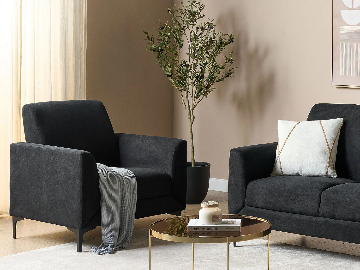 Sessel FENES Stoff Schwarz