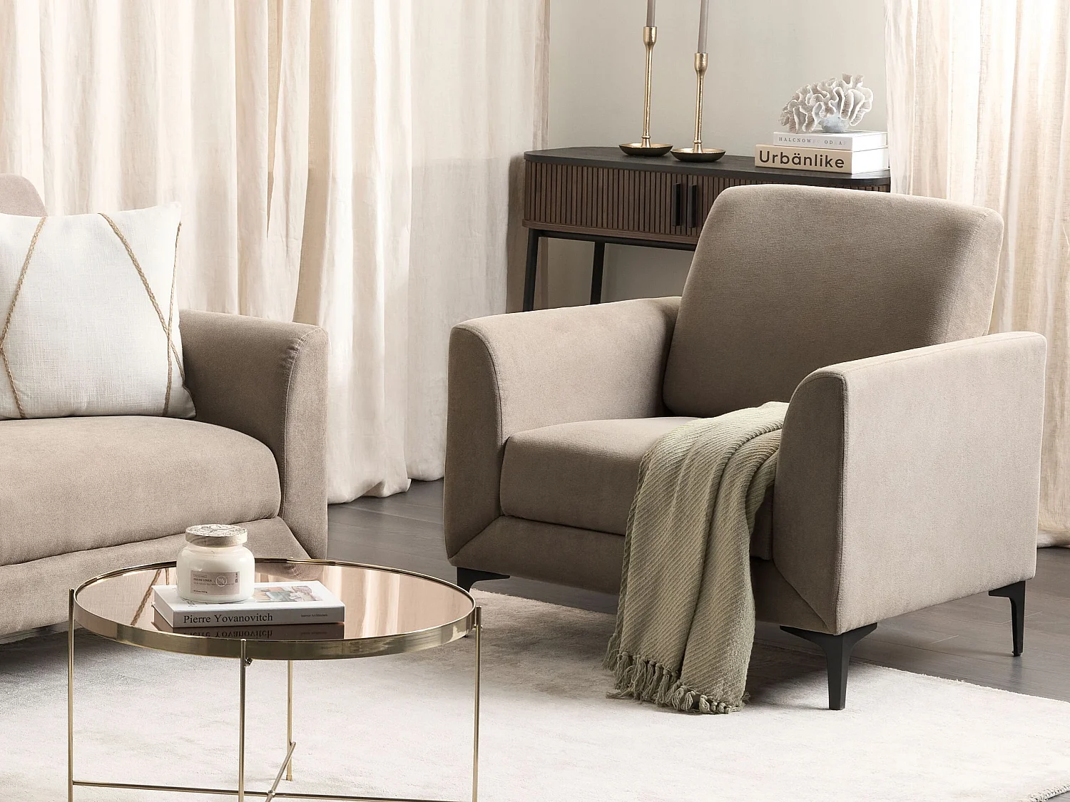 Fauteuil FENES Tissu Taupe